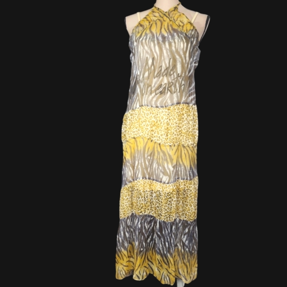 Heart Rock Sugar Daddy 2 Pc Silk Print Maxi Dress.  L